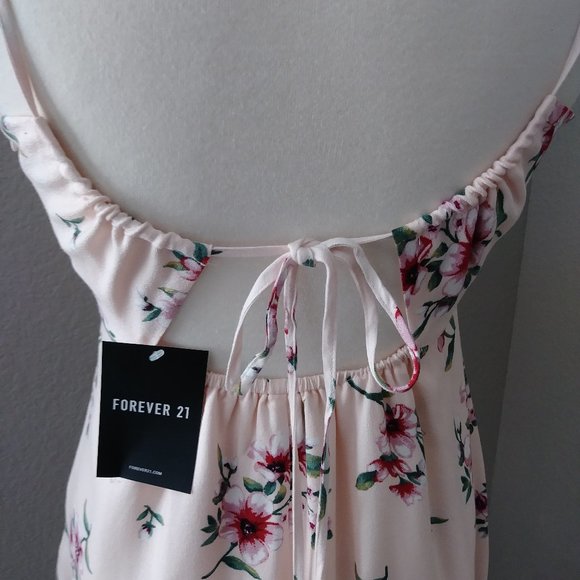 Forever 21 Summer Floral Open Back Tie Dress Small - Picture 7 of 9